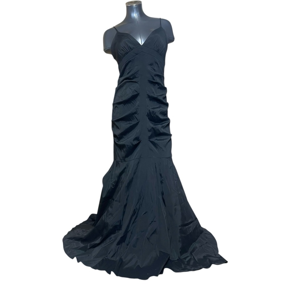 Vintage Cache Mermaid Black Ruched Elegant Black Evening Gown Dress